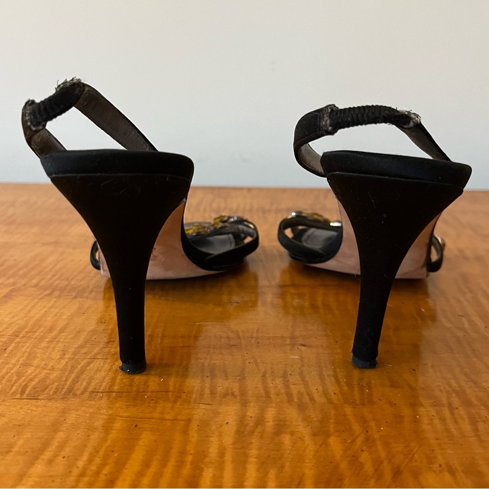 RAGAZZA Black and Gold High Heel Slingbacks - Picture 6 of 7